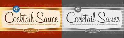 Cocktail Sauce tasty handwritten script‚ 35% off till Feb 8.