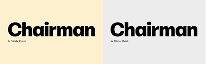 Typotheque released Chairman. It comes in four subfamilies: Display‚ Text‚ Semi-Mono‚ and Mono.