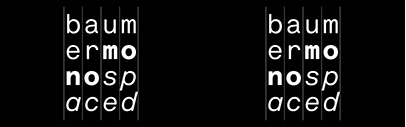 EK Baumer was expanded. It now comes in three subfamilies: Headline‚ Uniwidth‚ and Mono.