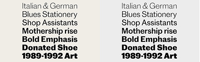 Commercial Type released New Doric. It comes in 6 widths. Each has 7 weights + italics. It’s also available as a variable font.