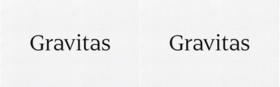 Gravitas‚ a contemporary take on the Roman inscriptional capitals‚ was designed by Christian Schwartz and Dino Sanchez originally as part of their high-concept Luxury Collection.