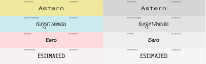 Monokrom released eleven new typefaces: Astern‚ Burgert Animata‚ Eero‚ Estimated‚ Fabric Sans Display‚ Initial‚ Morte‚ Nona‚ Prix‚ Roman‚ and Somme. It seems some of the fonts have limited character sets.