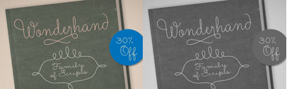 Wonderhand is a new extensive family of scripts designed in six widths and three weights. Introductory offer 30% off till April 18.