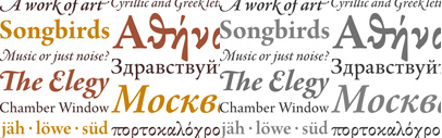 Agmena&sbquo; a serif type face by Jovica Veljović&sbquo; is available. 
