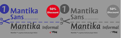 Mantika Sans and Mantika Informal by Jürgen Weltin are 50% off till November 14th.