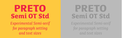 Preto Semi is an extensive type family‚ which explores the function of serifs on readability and legibility. Preto Semi OT Std Complete is 75% off till July 1.