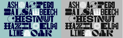 Woodkit‚ a playful fixed-width display series of typefaces inspired by wood type‚ by @urtd